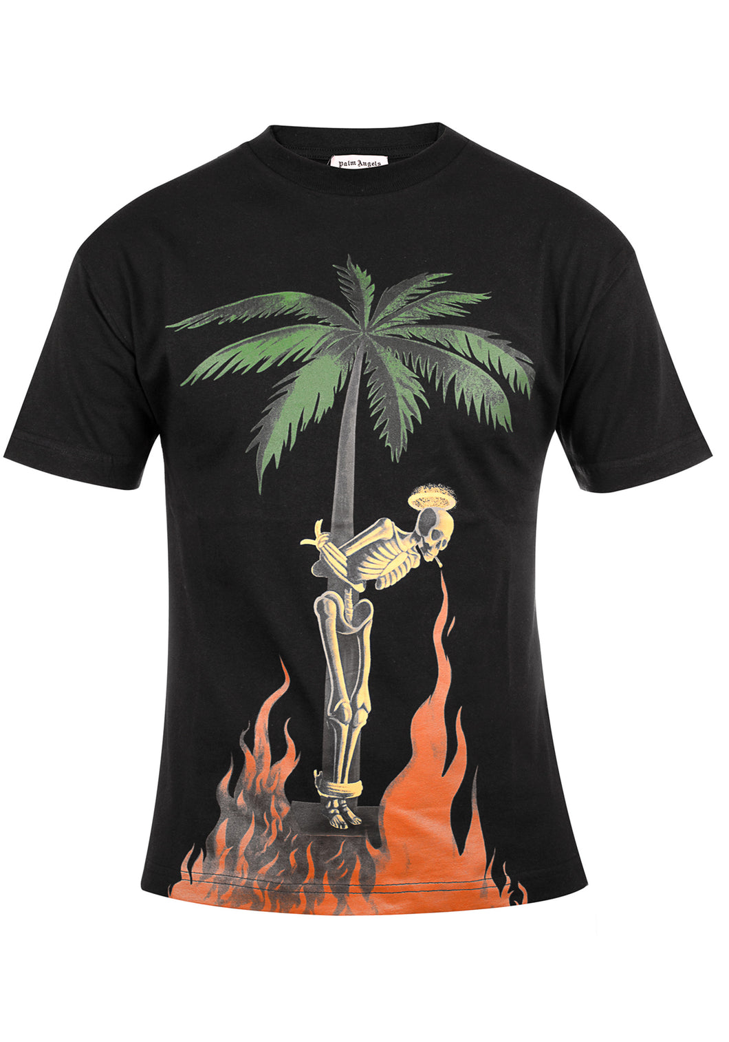 Palm Angels Herren T-Shirt | Shirt mit Front- & Back-Prints | Burning Skeleton PMAA001R20413034