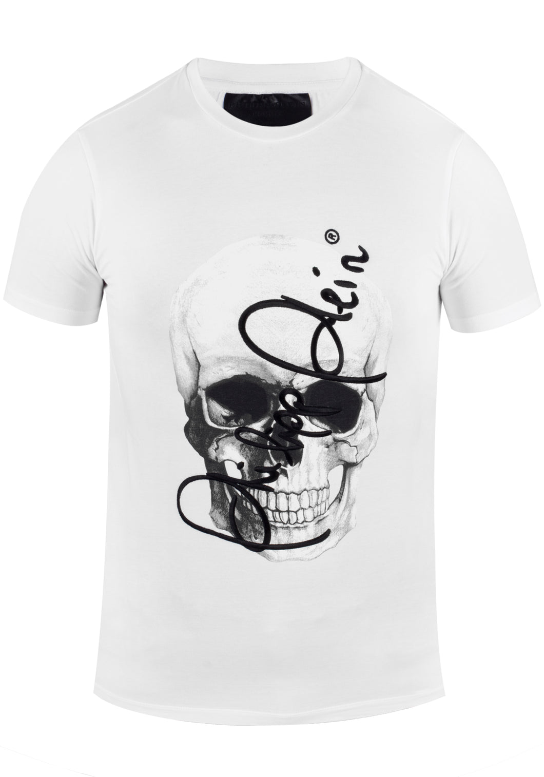 Philipp Plein Herren T-Shirt | Frontapplikation & Nackenemblem  | SOMETHING WHITE