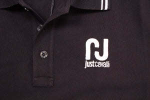 Just Cavalli Herren Poloshirt | Polohemd mit Logo-Stickerei & Kontrastnähten | S03GL0017