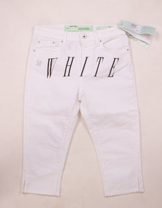 Off White Damen Hose | Pants White Cropped Capri Pants | OWYA009S197130460110