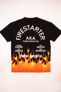 Palm Angels Herren T-Shirt | Shirt mit Front- & Back-Prints | "Fire Starter"