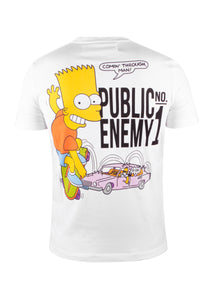 Off-White Herren T-Shirt | T-Shirt mit Bart Simpson Front- & Back-Prints