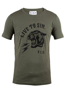 John Richmond Herren T-Shirt | Strass-Applikation & Hochwertiges Baumwollmaterial | Live to Sin