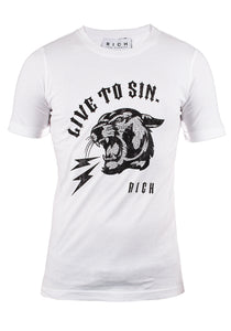 John Richmond Herren T-Shirt | Strass-Applikation & Hochwertiges Baumwollmaterial | Live to Sin
