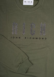 John Richmond Herren Sweatshirt | Strass-Applikation & Backprint | HMP18026FEFX