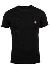 Philipp Plein Herren T-Shirt | Strassapplikation & Brustemblem | CRYSTAL Black